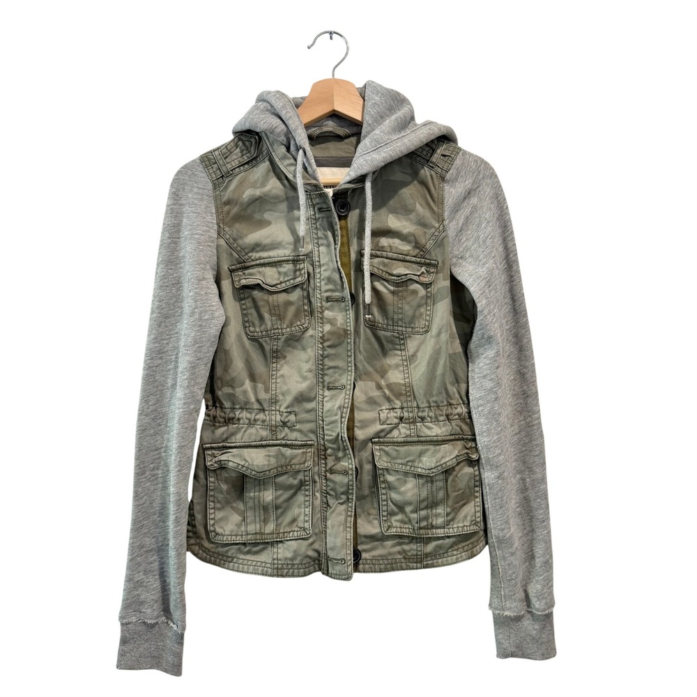 Y2K Abercrombie & Fitch Camo Utility Jacket Hoodie Small